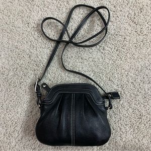 LEVENGER Black Leather  CAREZZA On-The-Town MINI Cross Body DESIGNER Bag PURSE